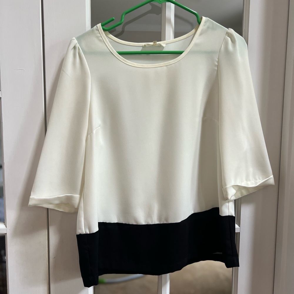 Elegant Women's White and Black Top